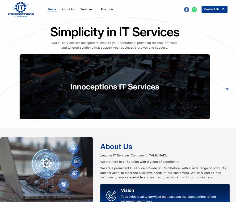 Innoceptions IT Services - Website Project